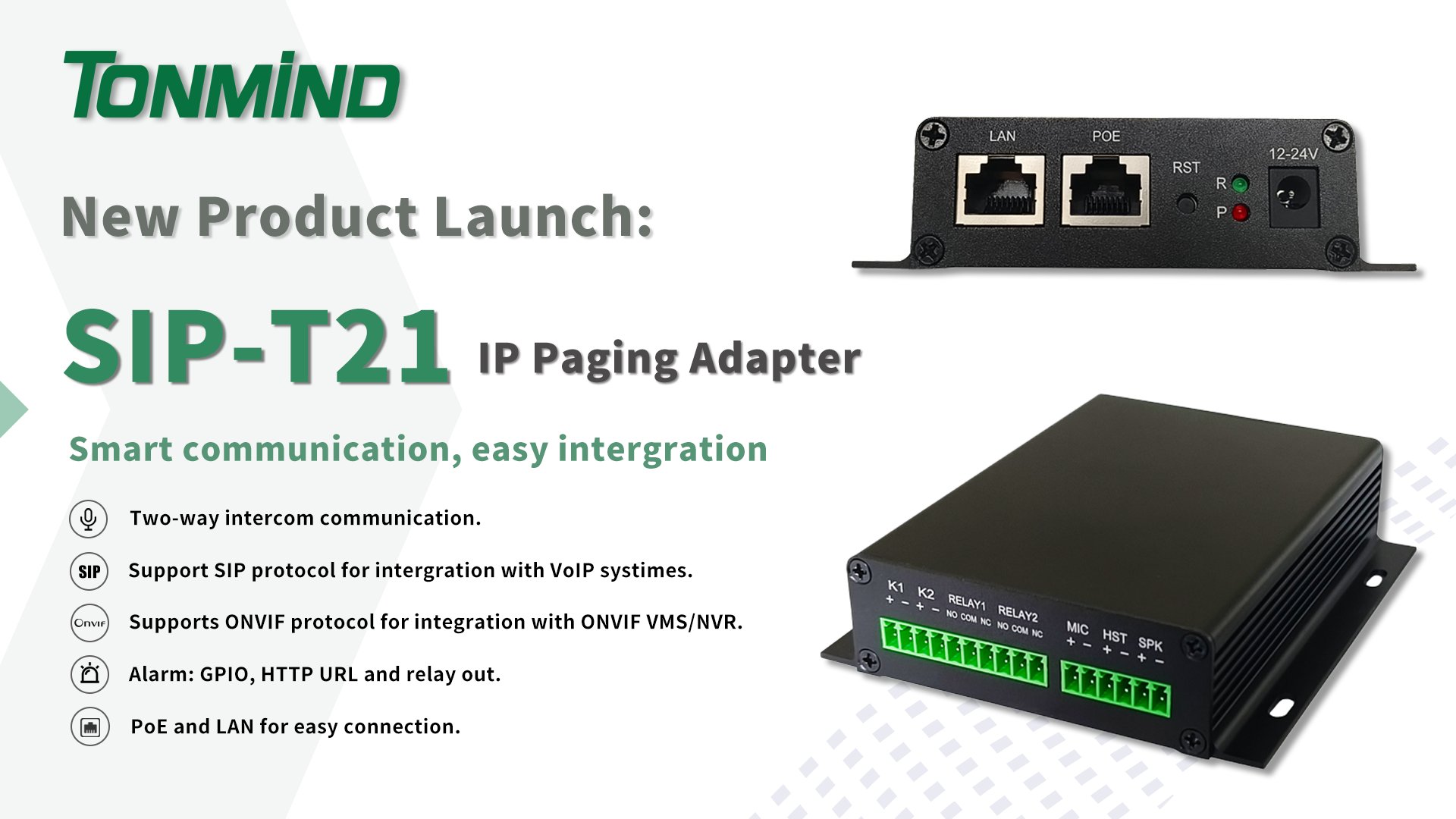 Product Launch Announcement: Tonmind Introduces SIP-T21 IP Paging Adapter