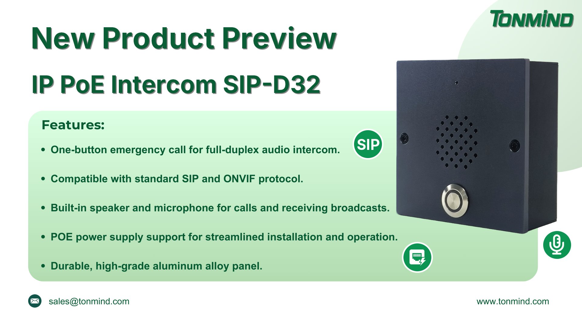 New Product Preview: IP PoE Intercom SIP-D32