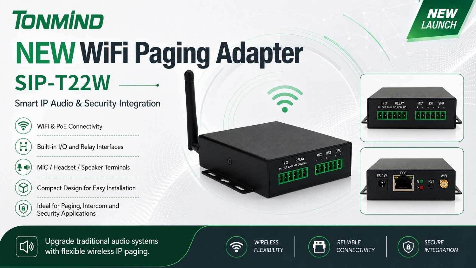 Tonmind Launches New WiFi Paging Adapter for Smart IP Audio and Security Applications